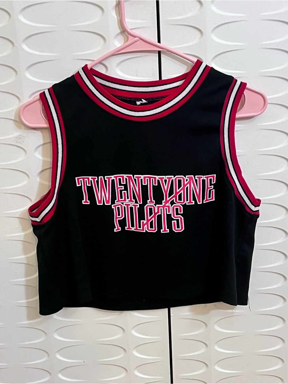 Hot Topic Twenty One Pilots Jersey Crop Top XS Red Black